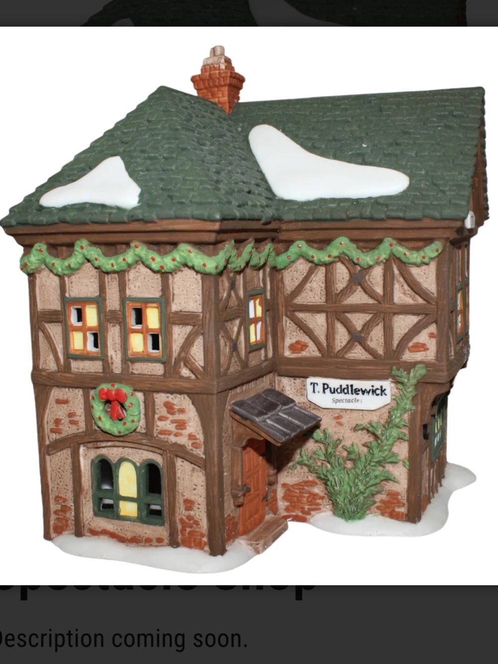 Dicken’s Village Series T Puddlewick Spectacle Shop. Heritage Village Collection